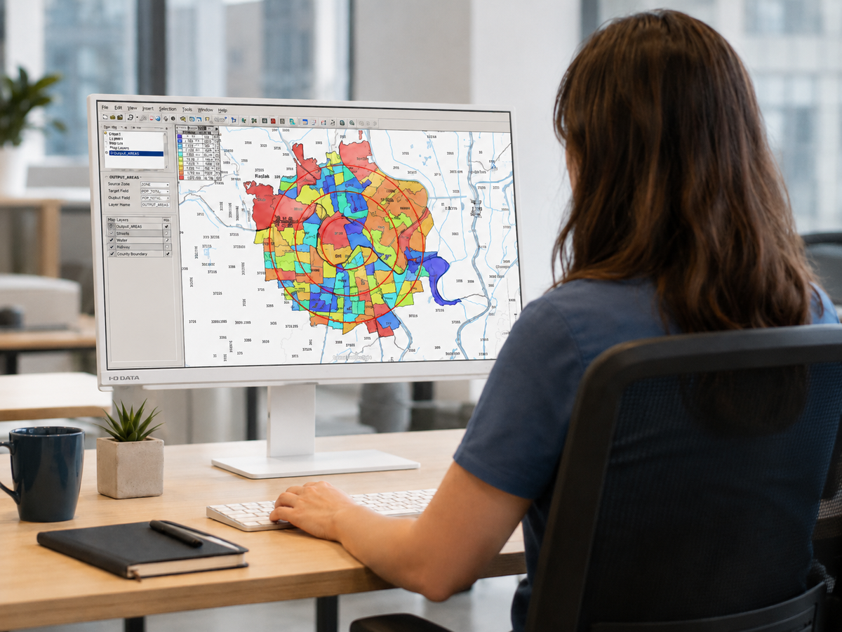 企業で地図データ作成に取り組むイメージ