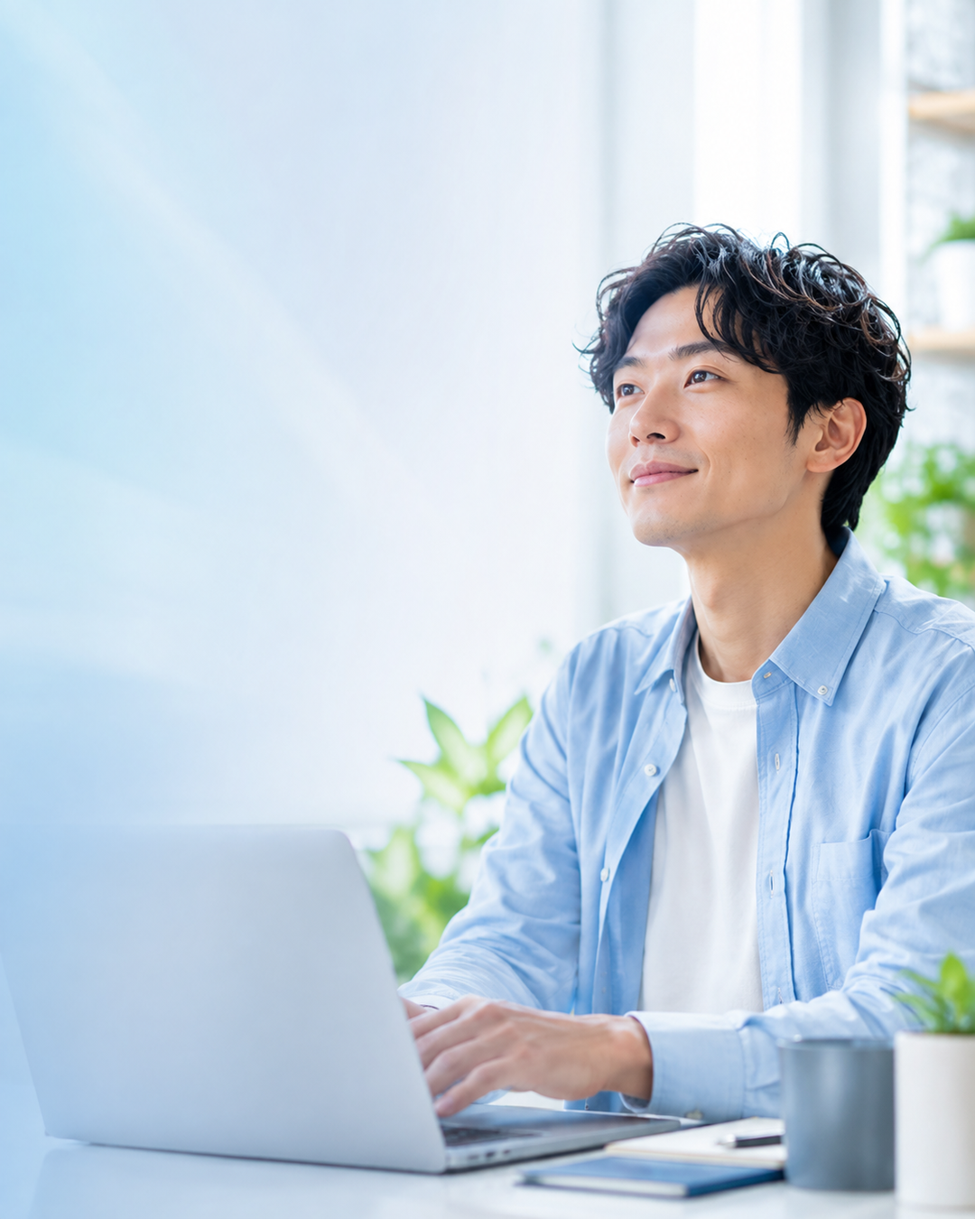 パソコンを使って仕事をする男性